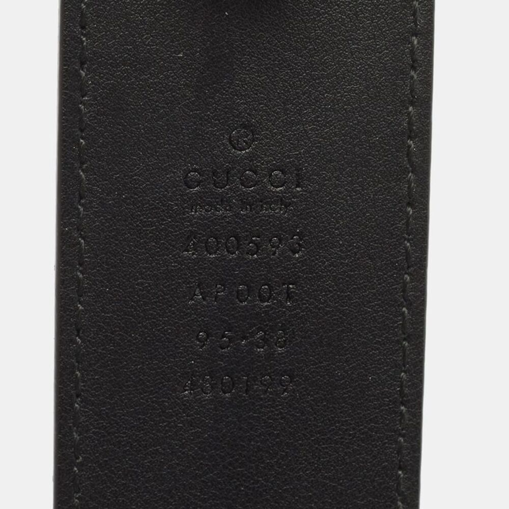 Gucci Black Leather Gg Marmont Wide Buckle Belt 95Cm - Picture 4 of 4